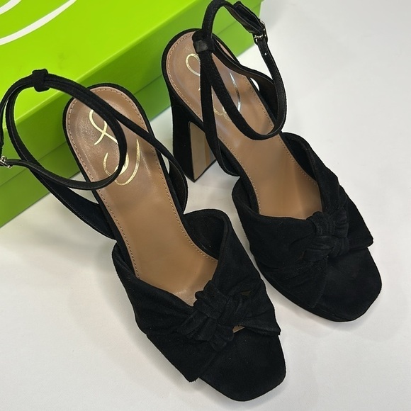 Sam Edelman Kirsten Platform Black Suede Heels - Picture 2 of 10